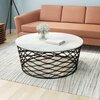 Homeroots 16.9 x 36.2 x 36.2 in. Bronze & White Marbel Queen Coffee Table 395186